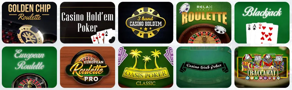 Giochi da tavolo al GOLDEN EURO CASINO